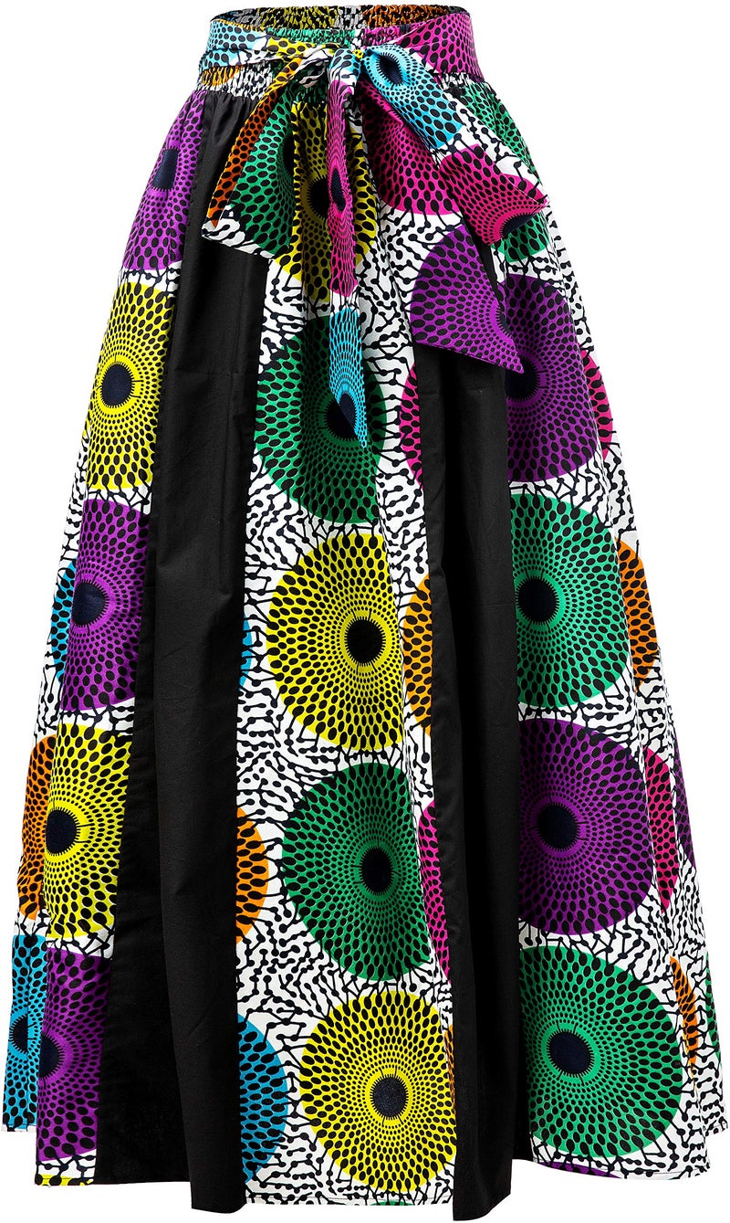 SHENBOLEN Women African Print Maxi Skirt Ankara High Waist Long Skirts (One Size, A) - Image 1